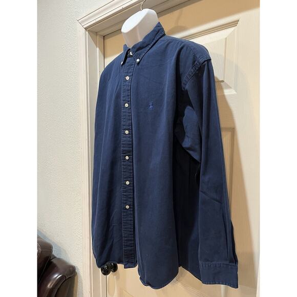 VTG Ralph Lauren Blake Men Navy Blue Button Down Long Sleeve Shirt Sz L EUC - Picture 3 of 5